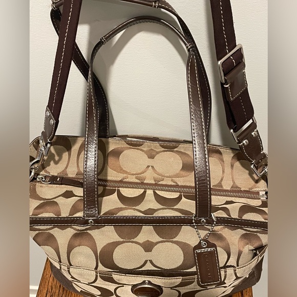 Coach Brown Signature Tote Bag And Makeup Bag - Picture 3 of 15